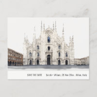 Catedral de Milán Italia acuarela Guardar la fecha