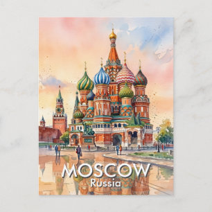 Postal Catedral de Moscú Rusia Acuarela Viajes Personaliz