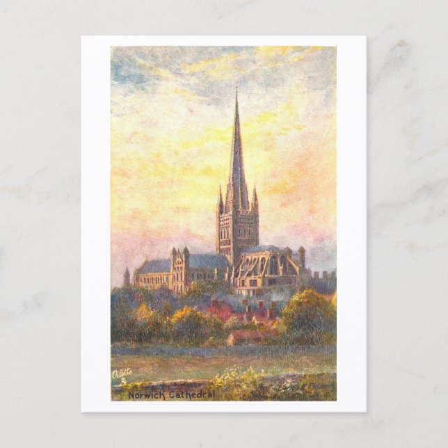 Postal Catedral de Norwich antigua (Anverso)