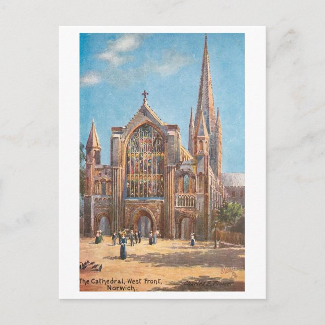 Postal Catedral de Norwich antigua (Anverso)