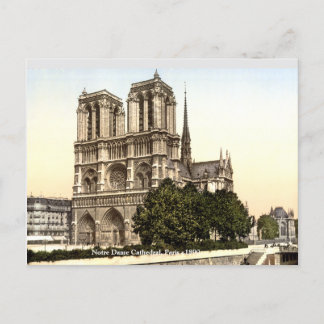 Postal Catedral de Notre Dame c1890, huella francesa vint