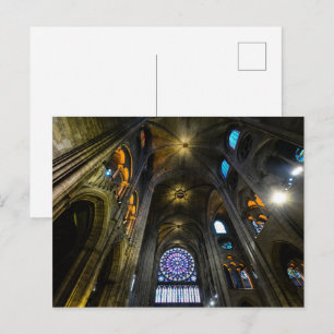 Postal Catedral de Notre Dame con techo de ventana Rosa