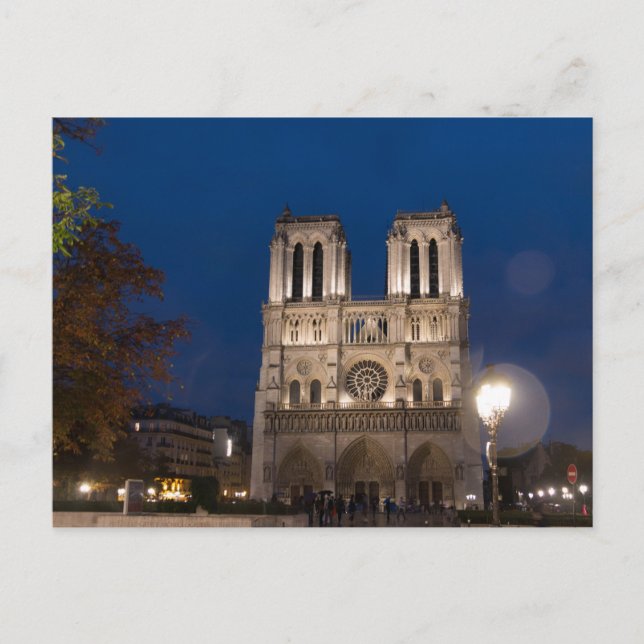 Postal Catedral de Notre Dame de noche en París (Anverso)