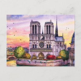 Postal Catedral de Notre-Dame de París Acuarela