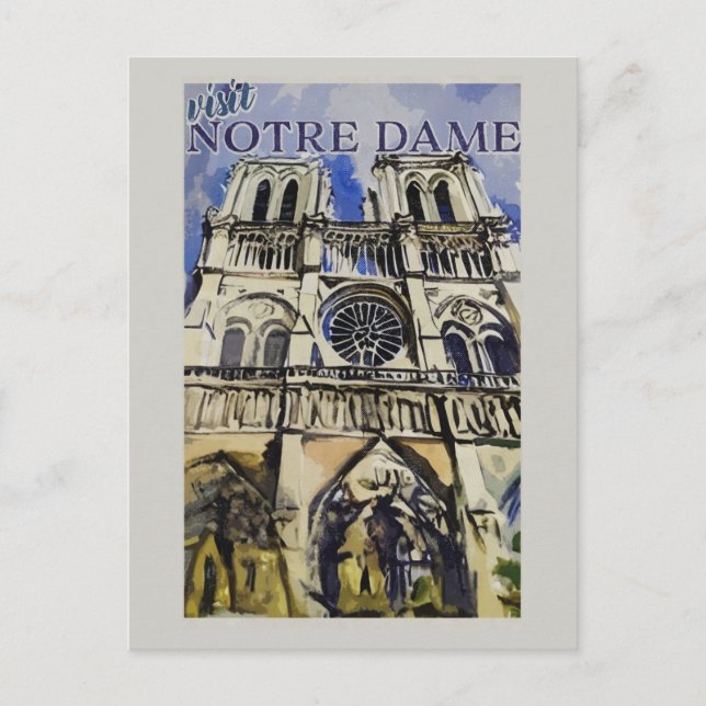 Postal Catedral de Notre Dame París Francia Vintage (Anverso)