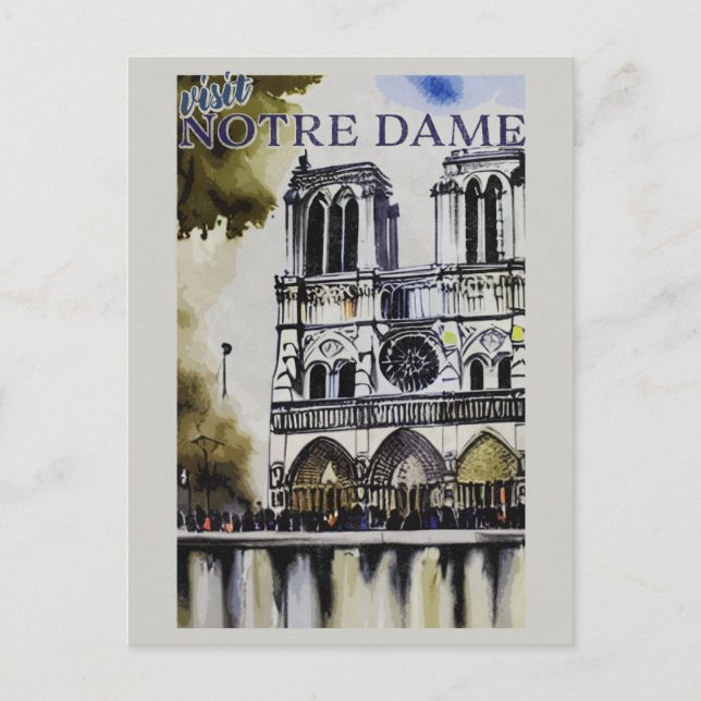 Postal Catedral de Notre Dame París Francia Vintage (Anverso)