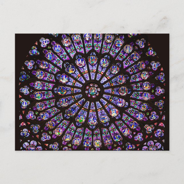 Postal Catedral de Notre Dame Ventana Rosa de París (Anverso)