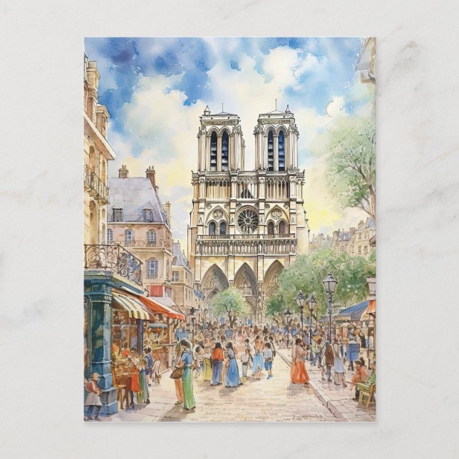 Postal Catedral de Nuestra Señora Arte Escenario de París (Anverso)