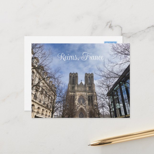 Postal Catedral de Nuestra Señora de los Reims, Francia (Anverso/Reverso In Situ)
