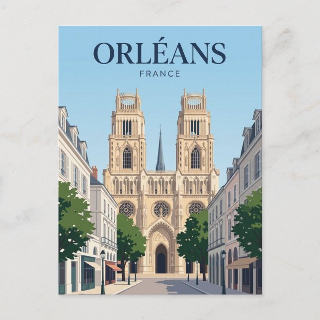 Postal Catedral de Orléans Francia (Anverso)