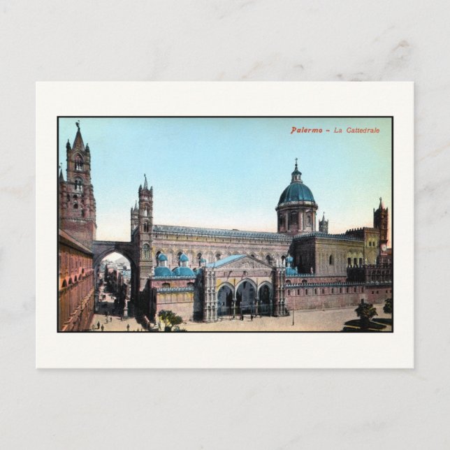 Postal Catedral de Palermo Sicilia de los años 1890 (Anverso)