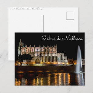 Postal Catedral de Palma de Mallorca por la noche - Españ