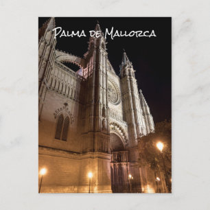 Postal Catedral de Palma de Mallorca por la noche - Españ