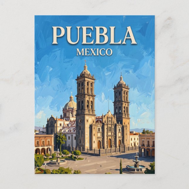 Postal Catedral de Puebla México (Anverso)