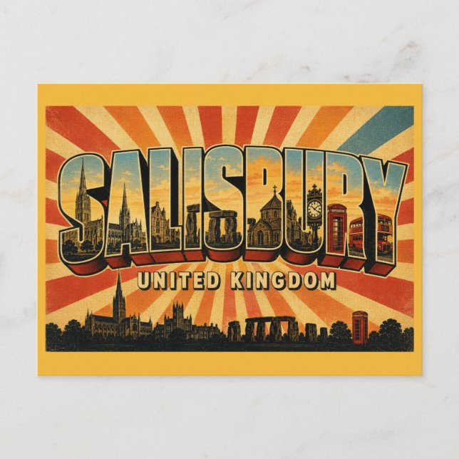 Postal Catedral de Salisbury Inglaterra & Stonehenge (Anverso)