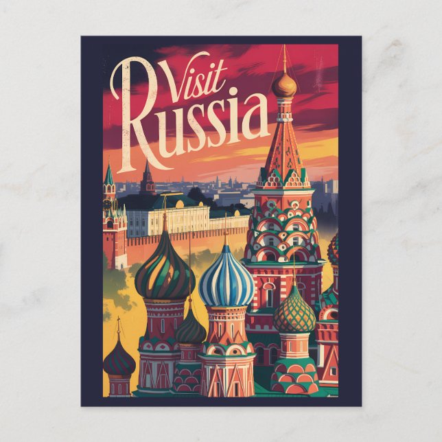 Postal Catedral de San Basilio Rusia Ilustración Viaje (Anverso)