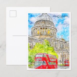 Postal Catedral de San Pablo, acuarela