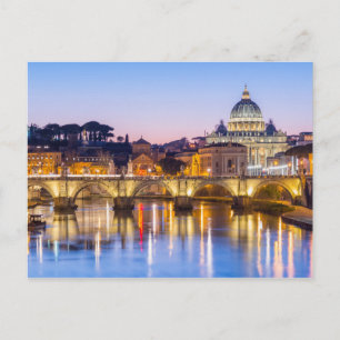 Postal Catedral de San Pedro en la noche Roma Italia