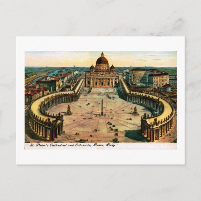 Postal Catedral de San Pedro, Roma, Italia Vintage (Anverso)
