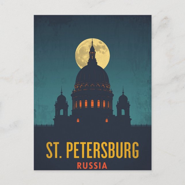 Postal Catedral de San Petersburgo bajo la luz de la luna (Anverso)