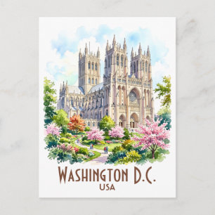 Postal Catedral de Washington Acuarela Religiosa Personal