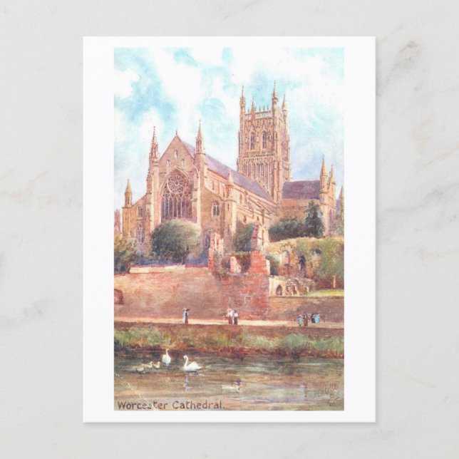 Postal Catedral de Worcester antigua (Anverso)