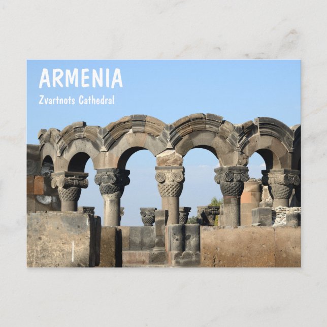 Postal Catedral de Zvartnots en Armenia cerca de Ereván (Anverso)