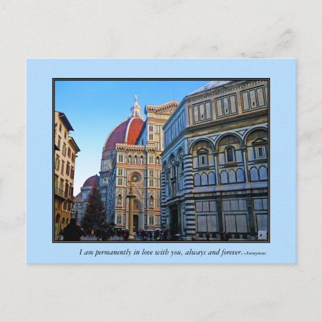 Postal Catedral del Duomo de Florencia con cita del amor (Anverso)