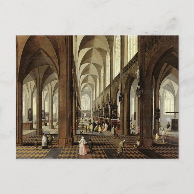 Postal Catedral del Interior de Amberes, c.1650 (Anverso)