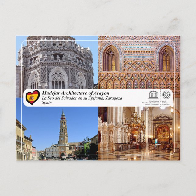Postal Catedral del Salvador de Zaragoza (La Seo) UNESCO (Anverso)