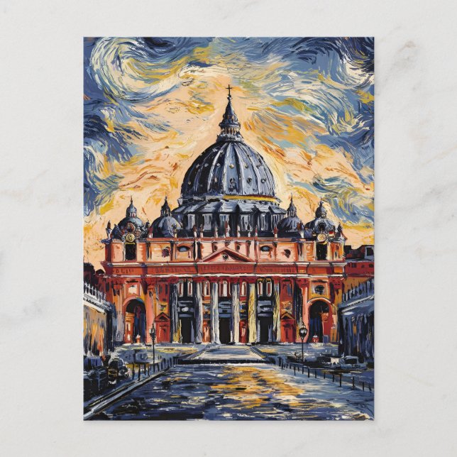 Postal Catedral del Vaticano Pintura de la Basílica de Sa (Anverso)