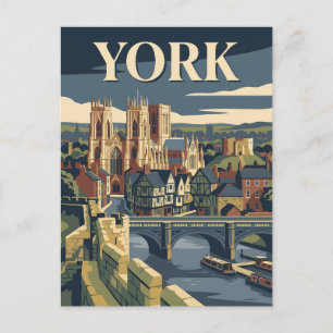 Postal Catedral Histórica de York Inglaterra Póster Vinta