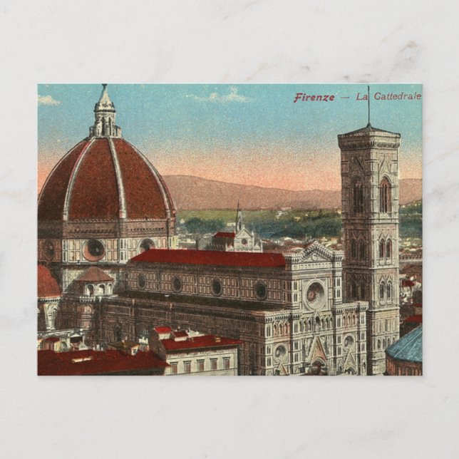 Postal Catedral retra de Florencia Italia Italia del arte (Anverso)