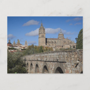 Postal Catedrales de Salamanca, vistas desde Puente Roman