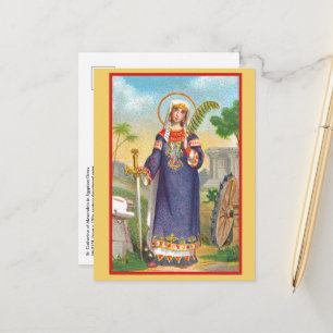 Postal Caterina de Alejandría en puesto de vestir egipcio