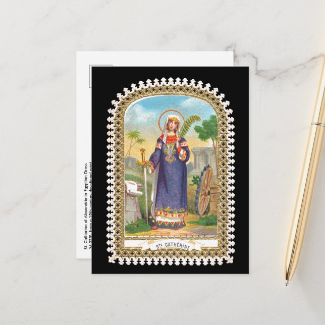 Postal Caterina de Alejandría en puesto de vestir egipcio (Anverso/Reverso In Situ)