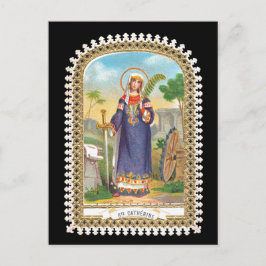 Postal Caterina de Alejandría en puesto de vestir egipcio