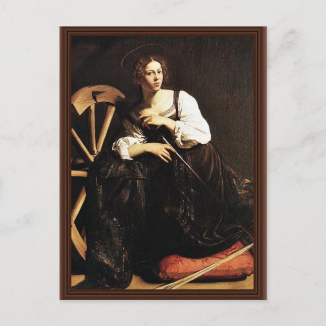 Postal Caterina De Alejandría Por Michelangelo Merisi (Anverso)