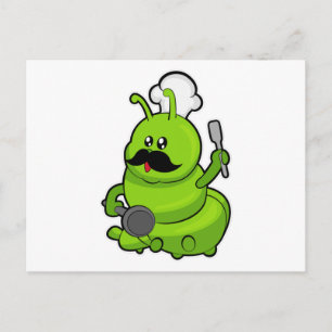 Postal Caterpillar como cocinado con bigote