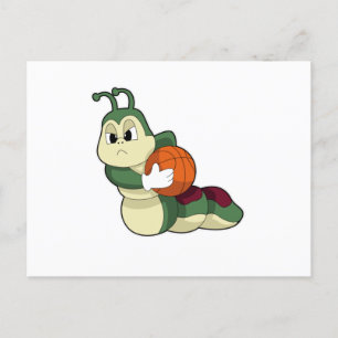 Postal Caterpillar como jugador de baloncesto con balonce