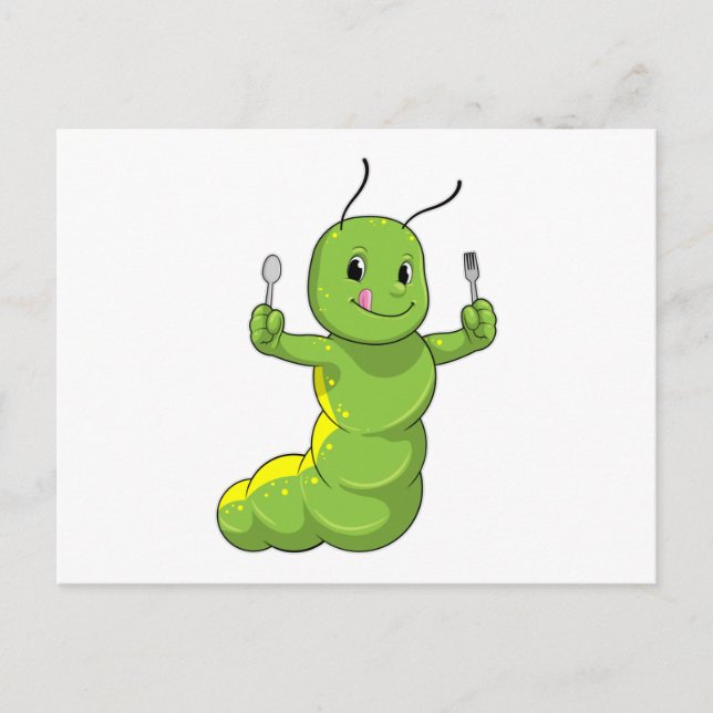 Postal Caterpillar con cuchara y horquilla (Anverso)