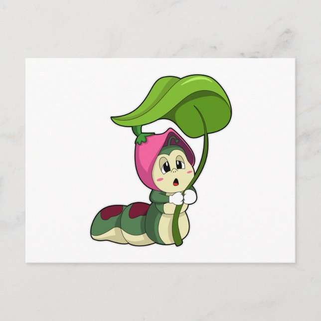Postal Caterpillar con hoja (Anverso)