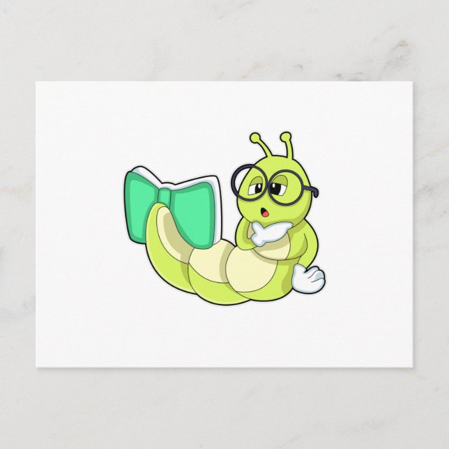 Postal Caterpillar con libro (Anverso)