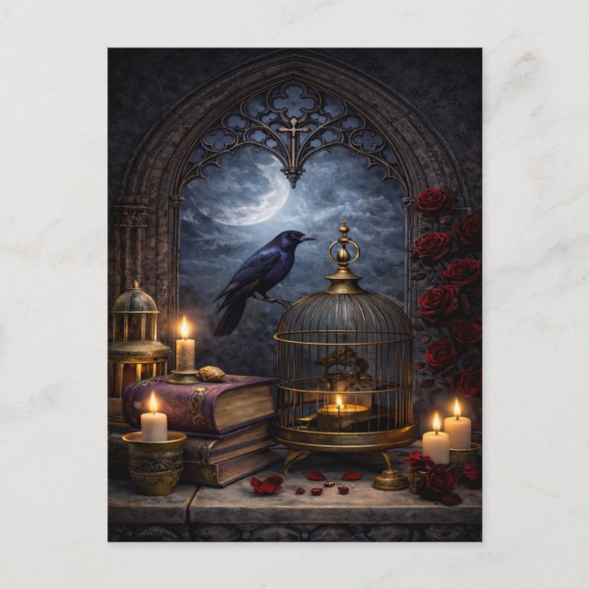 Postal Cathedral Gothic Wall Art – Raven Still Life (Anverso)