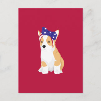 Postal Cathy La Patriota Americana del 4 de Julio Corgi