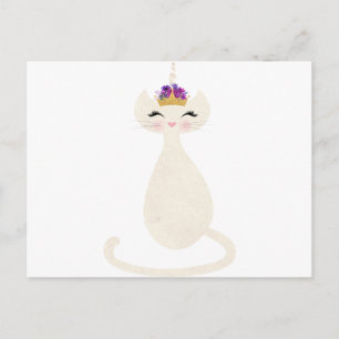 Postal caticorn unicornio gato con corona princesa