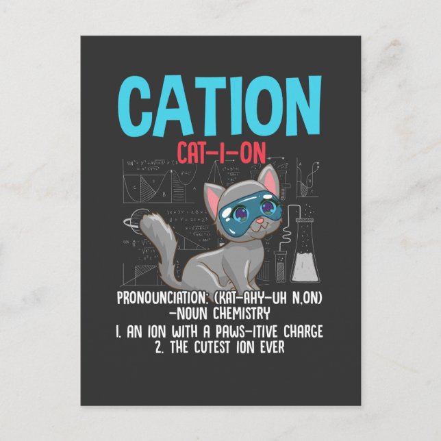 Postal Cation Element Cat Lover, científico de química di (Anverso)