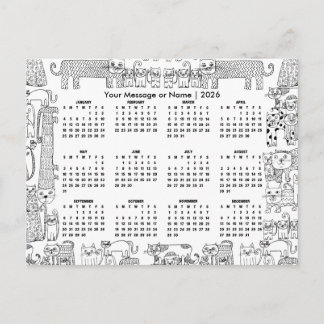 Postal Cats 2026 Calendar Personalized Message or Name