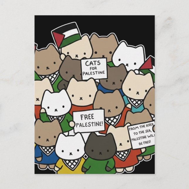Postal Cats for Palestine – Kawaii Cats for Justice (Anverso)