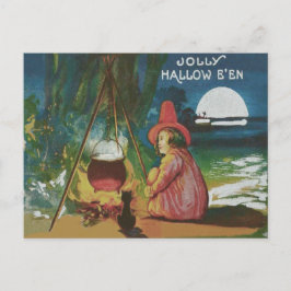 Postal Cauldron de gato negro brujo